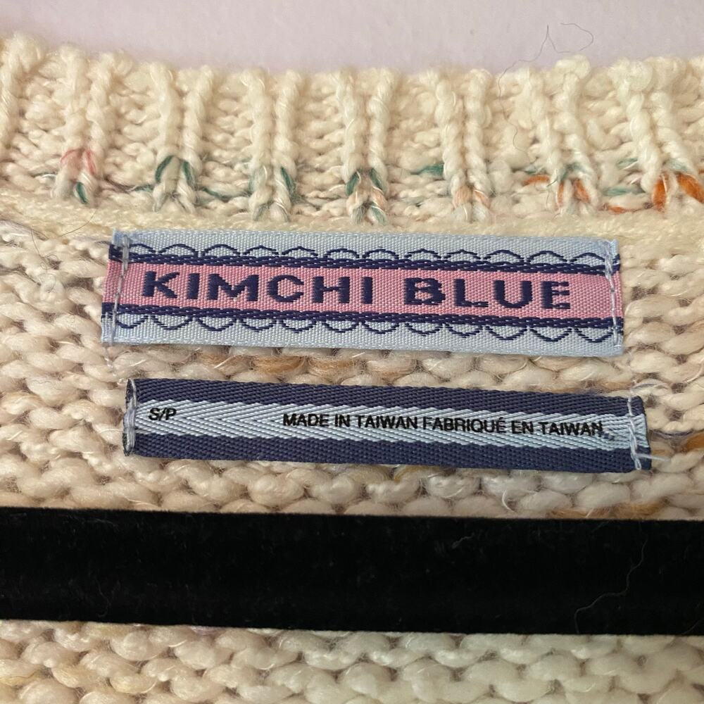 Kimchi Blue Cream Colorful Knit Cardigan Sweater Cropped Chunky Grannycore Small - Picture 2 of 8